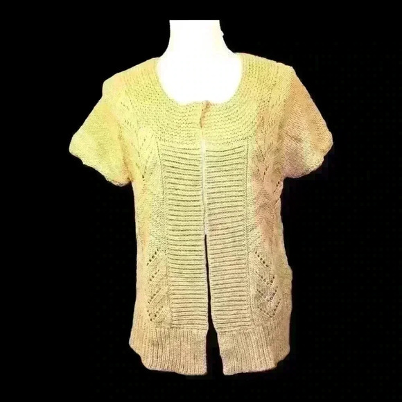 WORTHINGTON Womans TAUPE Knit ALL SEASON Open Front SHRUG Cardigan Sweater Med - Picture 2 of 7